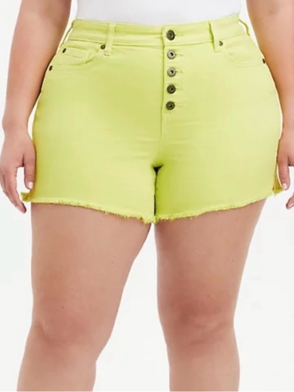 Torrid Neon Lime High-Waist Button-Front Feel the Fit Shorts Size 24